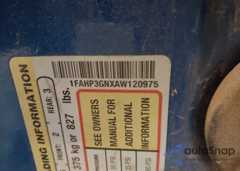 2010 Ford Focus Ses из США, поврежденный, VIN 1FAHP3GNXAW120975